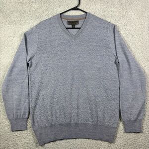 JOS. A.‎ Bank Reserve Sweater Men's L Blue Textured V-Neck Merino Wool Blend